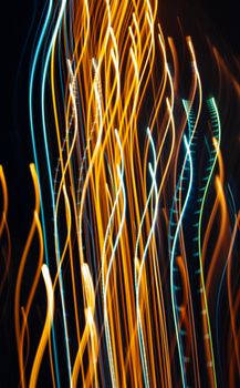 Dynamic long exposure light streaks showcasing vibrant colors and movement, captured in Ethiopia.