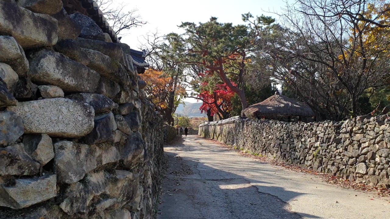 村落素材 - 打破 /  旅行 /  排 /  石墙 /  秋季 /  秋天的树叶 /  风光 /  韩国 /  传统 /  韩屋 /  传统村落 /  景观 /  大自然 /  叶子 /  天空 /  季节 /  国家 /  树 /  石