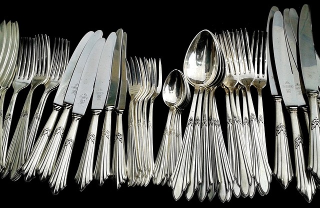 餐具素材 - 餐具 /  银器 /  刀 /  叉 /  勺子 /  茶匙 /  刻 /  银餐具 /  雕刻 /  装饰 /  古董 /  银 /  金属 /  食具