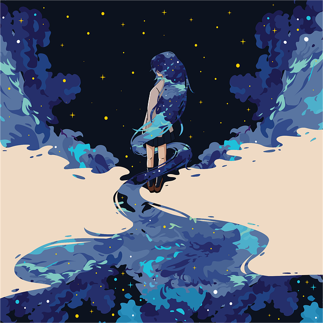 动图素材 - 女孩 /  云 /  星星 /  艺术 /  冷静的 /  动漫 /  自然 /  画画